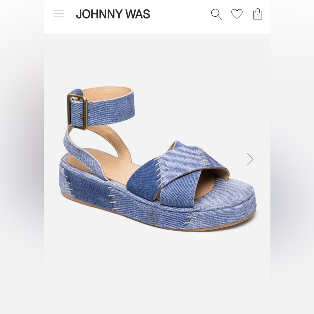 Johnny Was PATCHWORK LEATHER JEAN PLATFORM SANDAL sz 38 - Picture 11 of 11